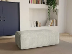 Poef Van Beige Ribfluweel Amelia-Vente-unique Best