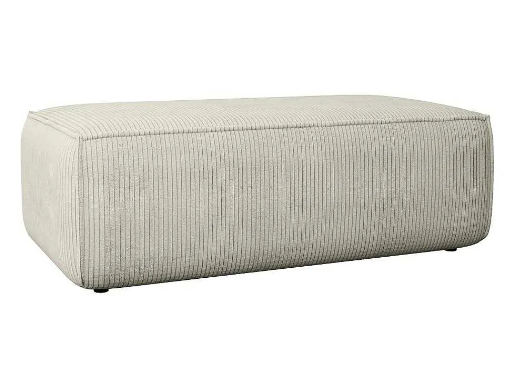 Poef Van Beige Ribfluweel Amelia-Vente-unique Best