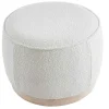Poef Van Boucle Stof Met Voet In Lichtkleurig Hout - Miloden-Vente-unique New