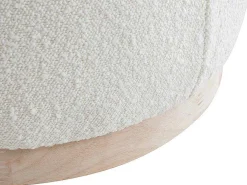 Poef Van Boucle Stof Met Voet In Lichtkleurig Hout - Miloden-Vente-unique New