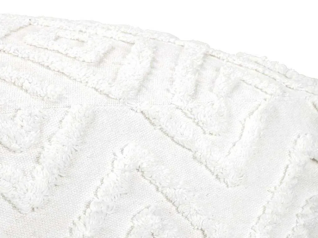 Poef Van Wit Getuft Katoen Oualidia-Vente-unique Clearance