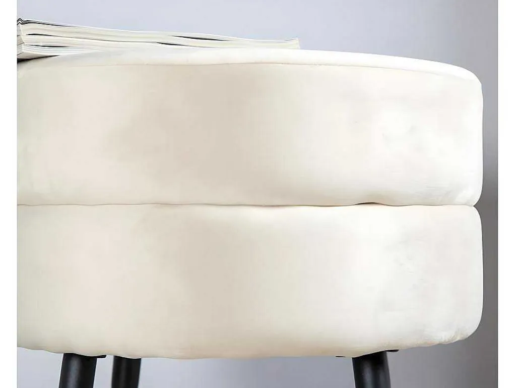 Pot Poef O40Cm Velours Beige.-Venture Home Outlet