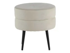 Pot Poef O40Cm Velours Beige.-Venture Home Outlet