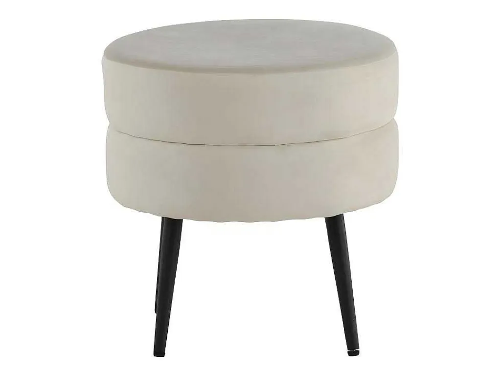 Pot Poef O40Cm Velours Beige.-Venture Home Outlet
