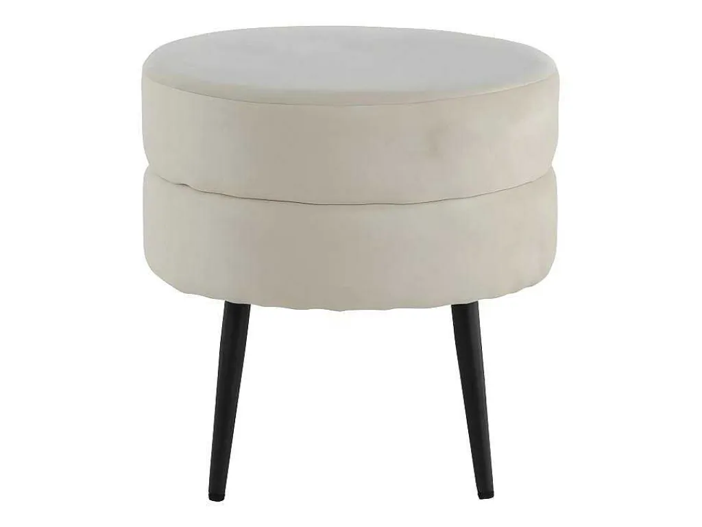 Pot Poef O40Cm Velours Beige.-Venture Home Outlet