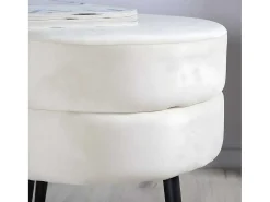 Pot Poef O40Cm Velours Beige.-Venture Home Outlet