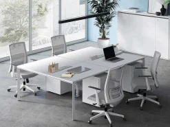 Professioneel Bureau Voor 4 Personen - Wit - L120 Cm - Downtown-Workēa New
