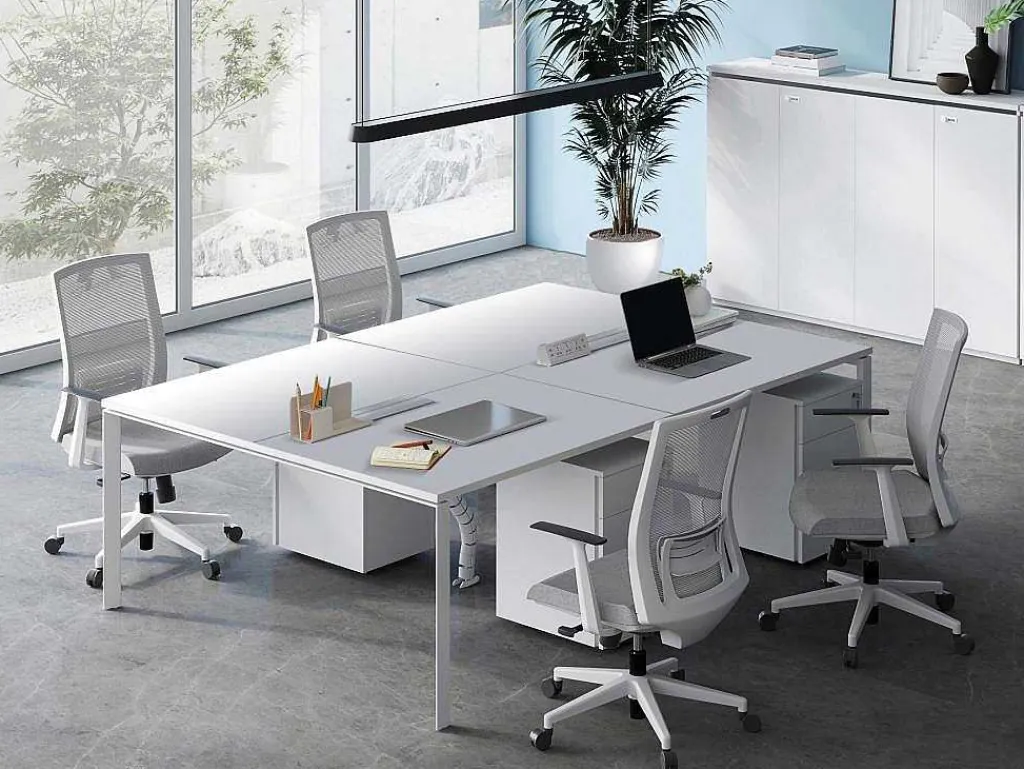 Professioneel Bureau Voor 4 Personen - Wit - L120 Cm - Downtown-Workēa New