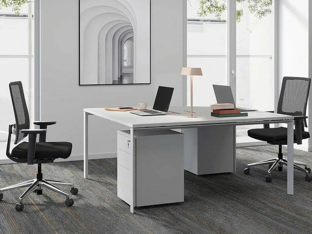 Professioneel Bureau Voor 2 Personen - Wit - L160 Cm - Downtown-Workēa Online