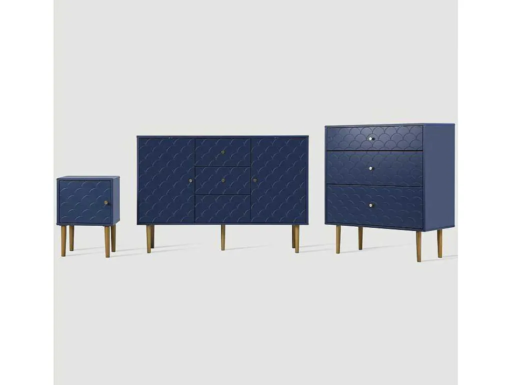 Ragement Ladekast Voor Slaapkamer - 3 Lades - Donkerblauw-ModernLuxe Discount
