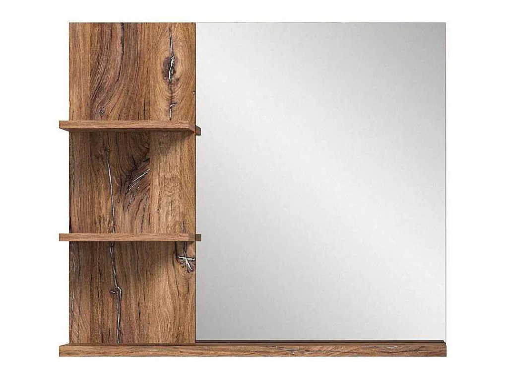 Ramon Spiegel Bad 80Cm 3 Planken Grijs,Eik Decor.-Vente-unique Clearance