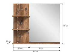 Ramon Spiegel Bad 80Cm 3 Planken Grijs,Eik Decor.-Vente-unique Clearance