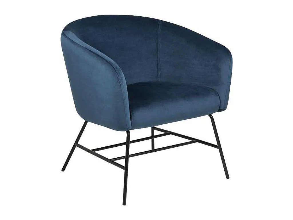 Ramy Fauteuil In Marineblauwe Stof En Zwart Metalen Onderstel.-Vente-unique Clearance