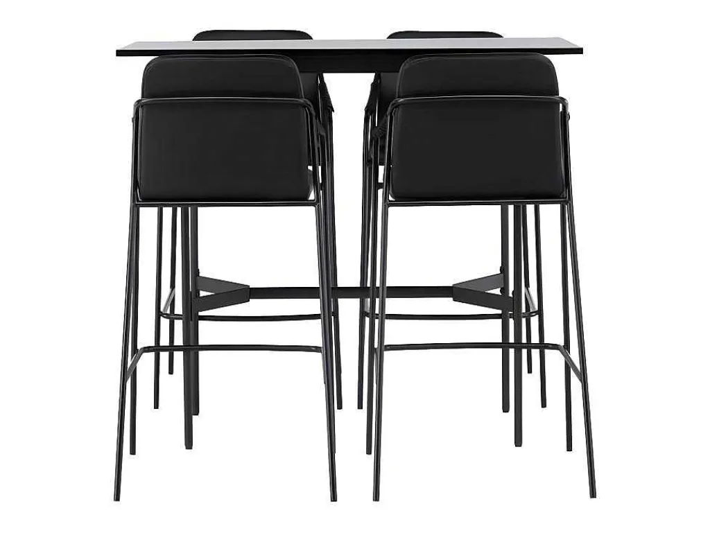 Rax Barmeubelset Bartafel Zwart En 4 Tvist Barstoelen Zwart.-Vente-unique Clearance