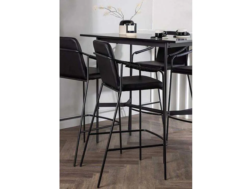Rax Barmeubelset Bartafel Zwart En 4 Tvist Barstoelen Zwart.-Vente-unique Clearance