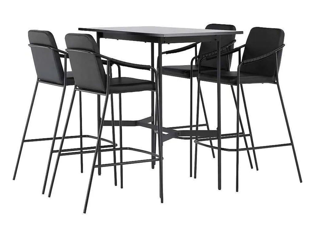 Rax Barmeubelset Bartafel Zwart En 4 Tvist Barstoelen Zwart.-Vente-unique Clearance