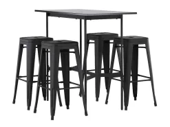 Rax Barmeubelset Bartafel Zwart En 4 Tempe Barstoelen Zwart.-Vente-unique Hot