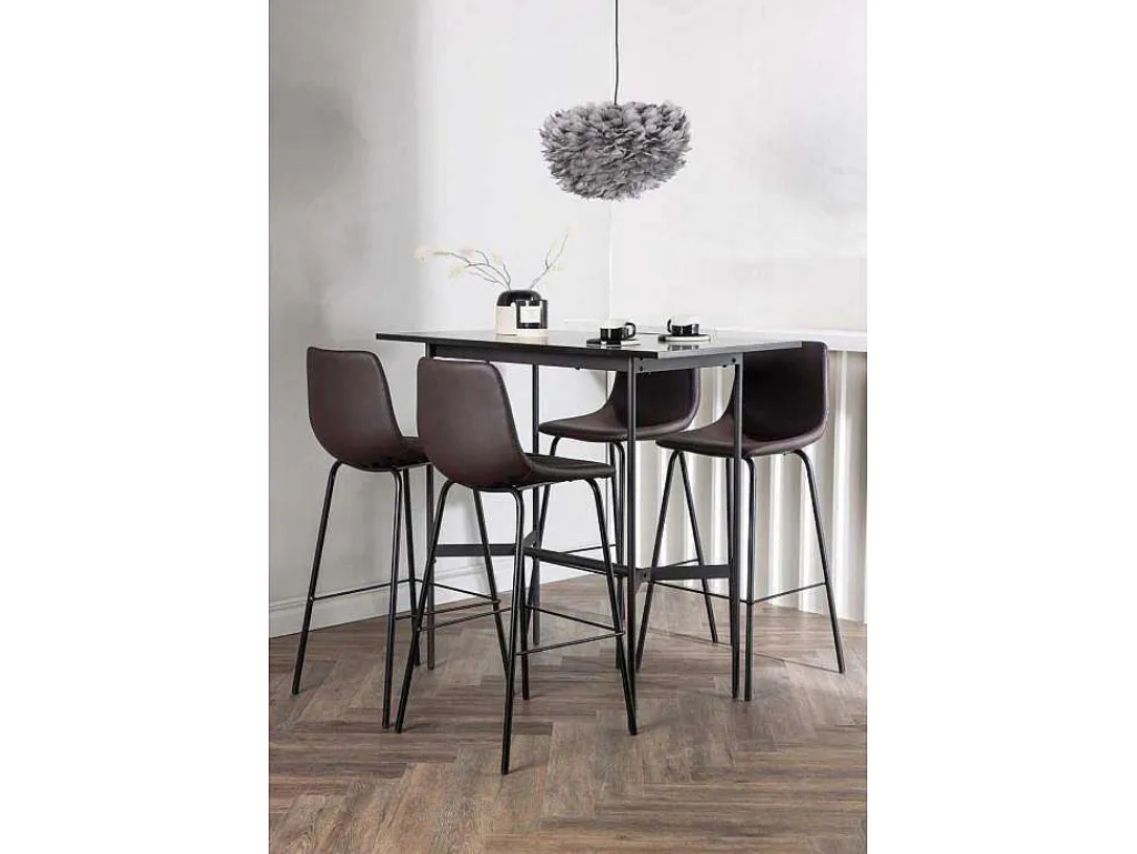 Rax Barmeubelset Bartafel Zwart En 4 Alexi Barstoelen Bruin.-Vente-unique Online