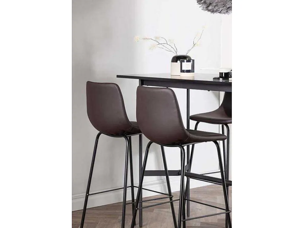 Rax Barmeubelset Bartafel Zwart En 4 Alexi Barstoelen Bruin.-Vente-unique Online