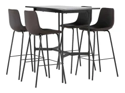 Rax Barmeubelset Bartafel Zwart En 4 Alexi Barstoelen Bruin.-Vente-unique Online