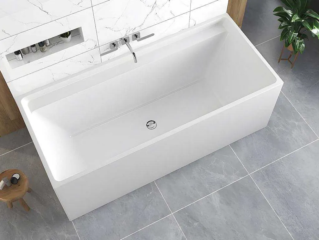 Rechthoekig Eilandbad - 280 L - 170 X 75 X 60 Cm - Wit - Acryl - Aspius-Shower & Design Online