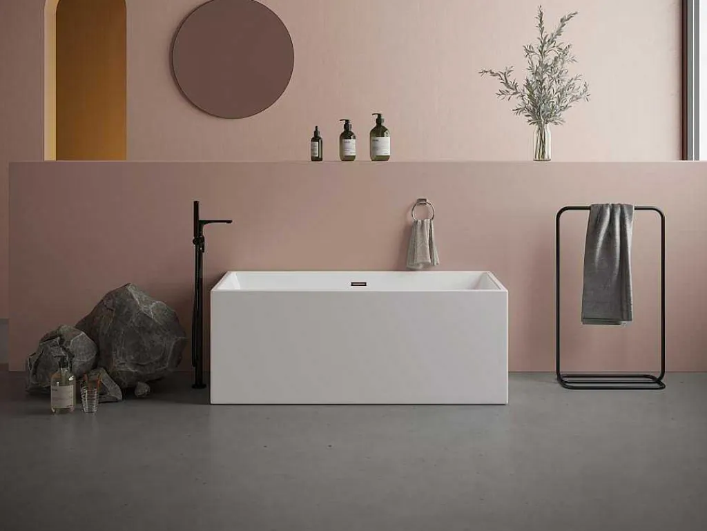 Rechthoekig Halfvrijstaand Bad - 248 L - 170 X 80 X 58 Cm - Wit - Acryl - Pikaia-Shower & Design