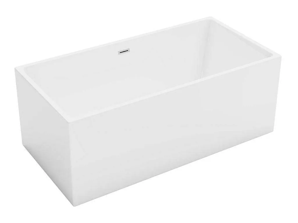 Rechthoekig Halfvrijstaand Bad - 202 L - 150 X 75 X 58 Cm - Wit - Acryl - Pikaia-Shower & Design Outlet