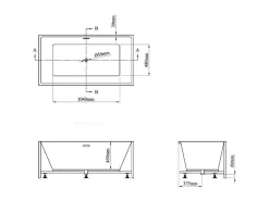 Rechthoekig Halfvrijstaand Bad - 202 L - 150 X 75 X 58 Cm - Wit - Acryl - Pikaia-Shower & Design Outlet