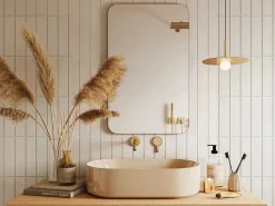 Rechthoekige Badkamerspiegel Met Gouden Contour - 50 X 80 Cm - Demetria-OZAIA