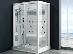 Rechthoekige Douchecabine Met Balneotherapie En Hamam Arthemis - 12 Massagestralen-Shower & Design Best