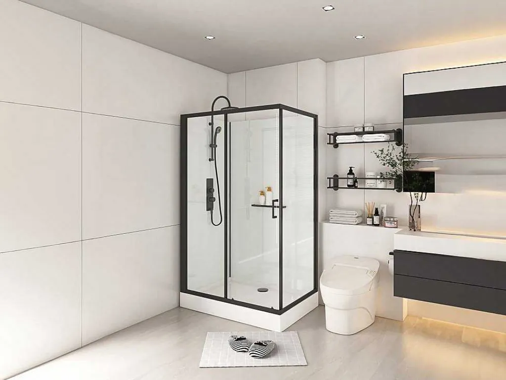 Rechthoekige Douchecabine Omkeerbare Plaatsingsrichting - Matzwart - L110 X B80 X H225 Cm Zodani-Shower & Design