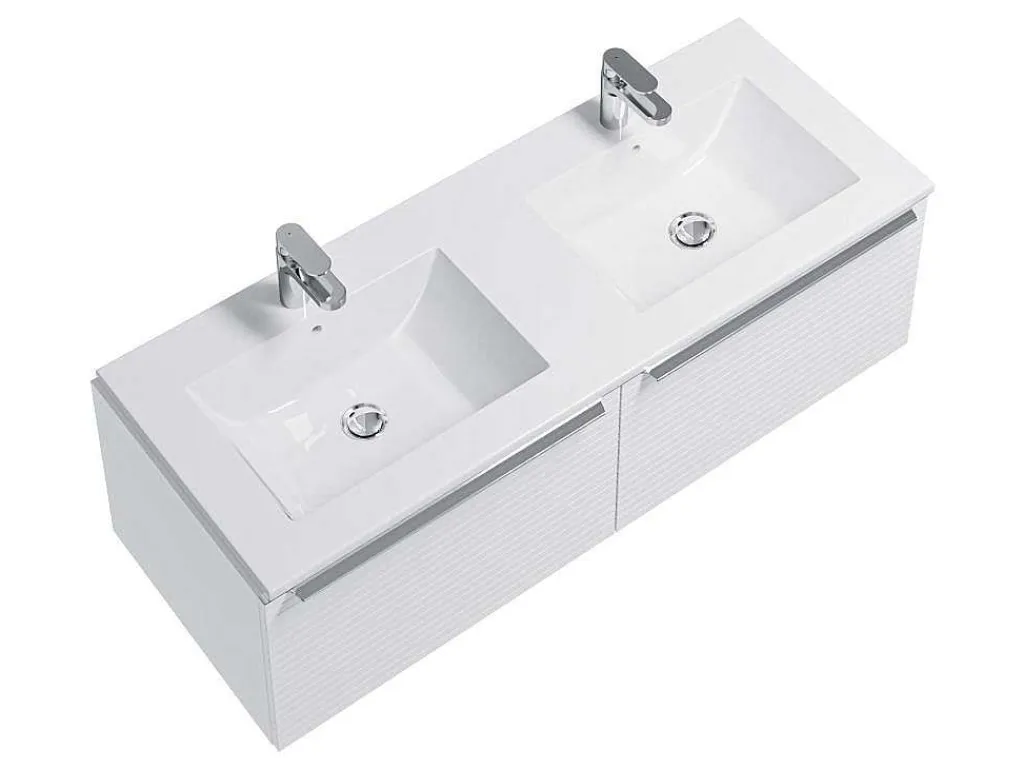 Rechthoekige Keramische Wastafel - Wit - 122 X 46,5 Cm - Motiac-Shower & Design Outlet