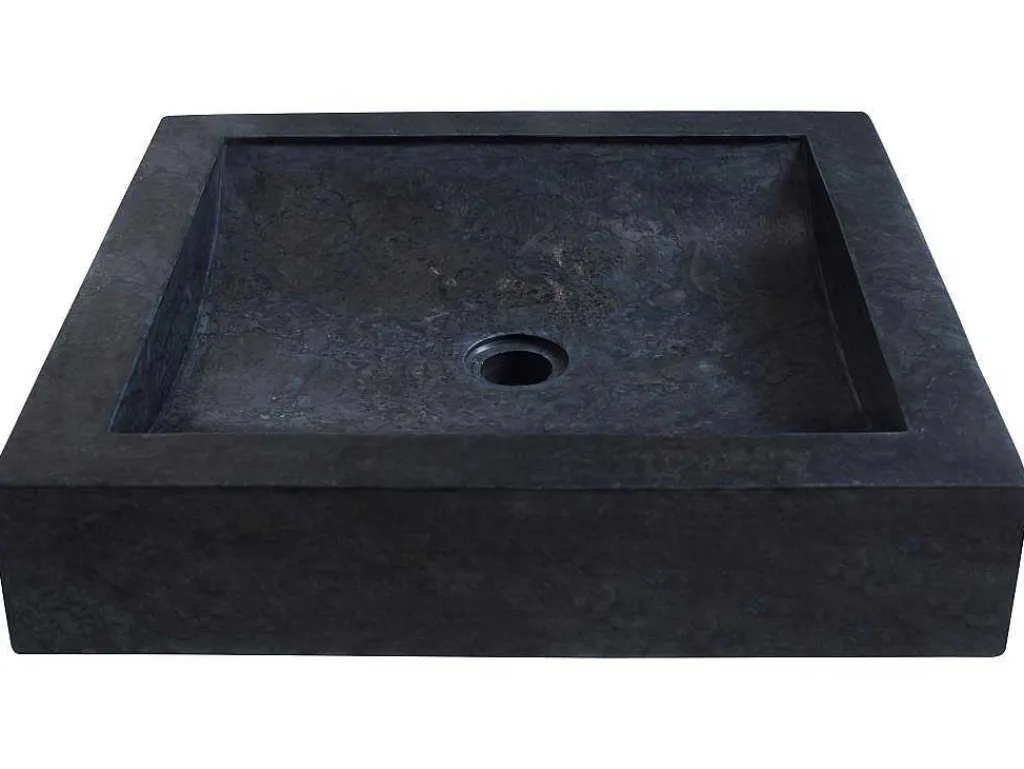 Rechthoekige Marmeren Wastafel - Zwart - 50 Cm - Sourgout-Shower & Design Online