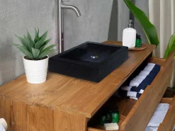 Rechthoekige Marmeren Wastafel - Zwart - 50 Cm - Sourgout-Shower & Design Online