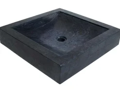Rechthoekige Marmeren Wastafel - Zwart - 50 Cm - Sourgout-Shower & Design Online