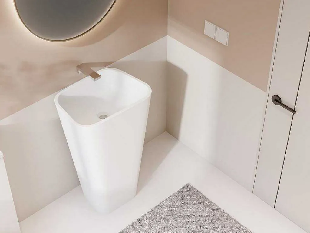 Rechthoekige Staande Wastafel Van Solid Surface - Wit - Tilicho-Shower & Design Outlet