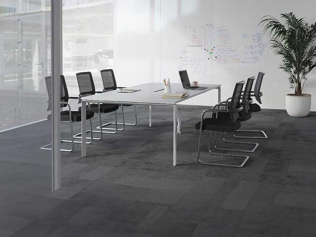 Rechthoekige Vergadertafel - 6 Personen - Wit - L240 Cm - Downtown-Workēa New
