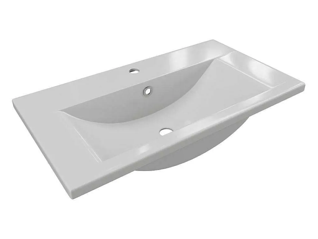Rechthoekige Voorbouwwastafel Voor Badkamer Van Keramiek - 71,5 Cm - Wit - Yasmac Ii-Shower & Design Hot
