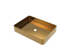 Rechthoekige Wastafel Om Te Plaatsen - Geborsteld Goudkleurig - L50 X B35,2 Cm - Demarquy-Shower & Design Online