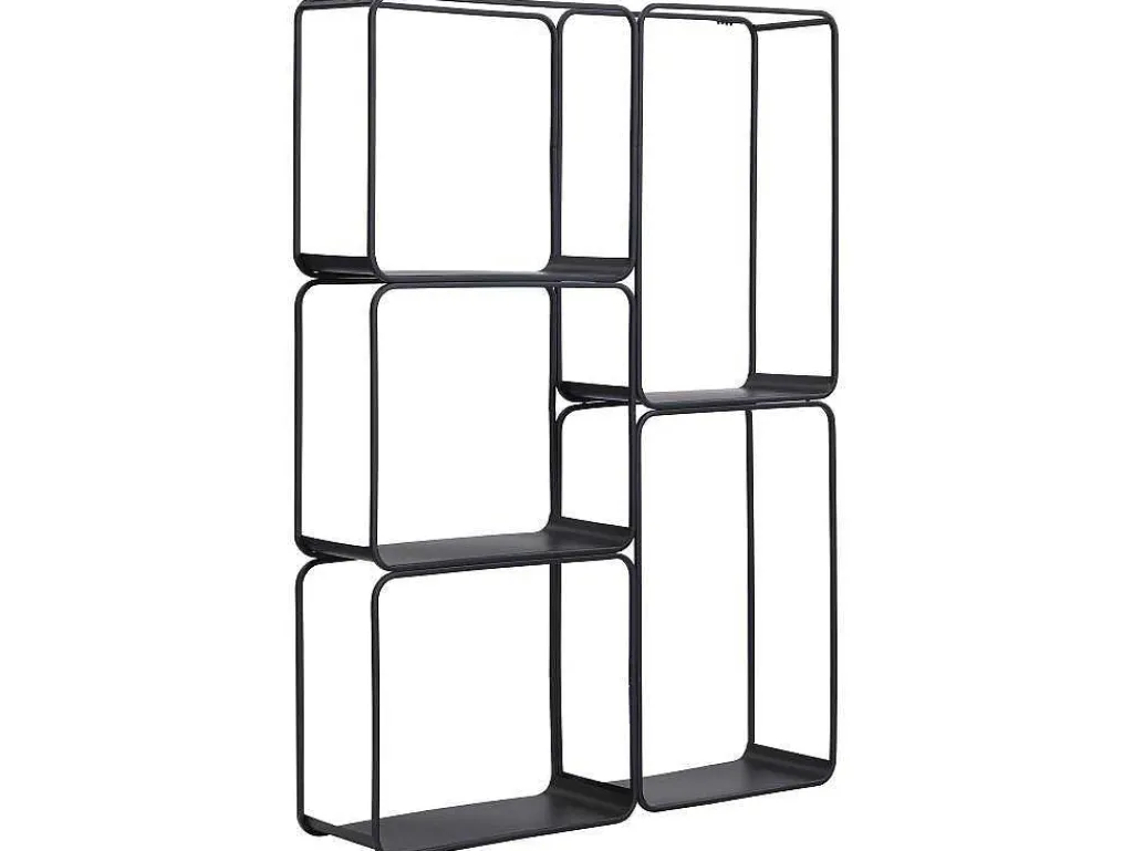 Rek - 5 Plankjes - Metaal - Zwart - Asunta-Vente-unique Hot