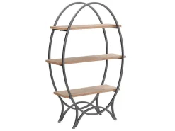 Rek Met 3 Legplanken In Mdf En Metaal - Houtlook En Zwart - Lolana-Vente-unique Hot