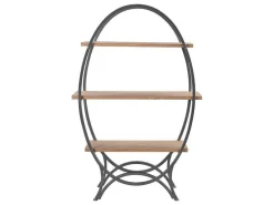 Rek Met 3 Legplanken In Mdf En Metaal - Houtlook En Zwart - Lolana-Vente-unique Hot