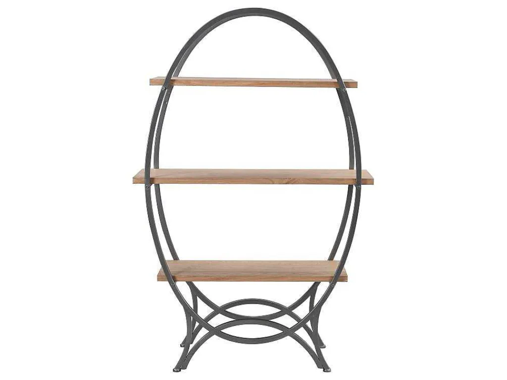 Rek Met 3 Legplanken In Mdf En Metaal - Houtlook En Zwart - Lolana-Vente-unique Hot