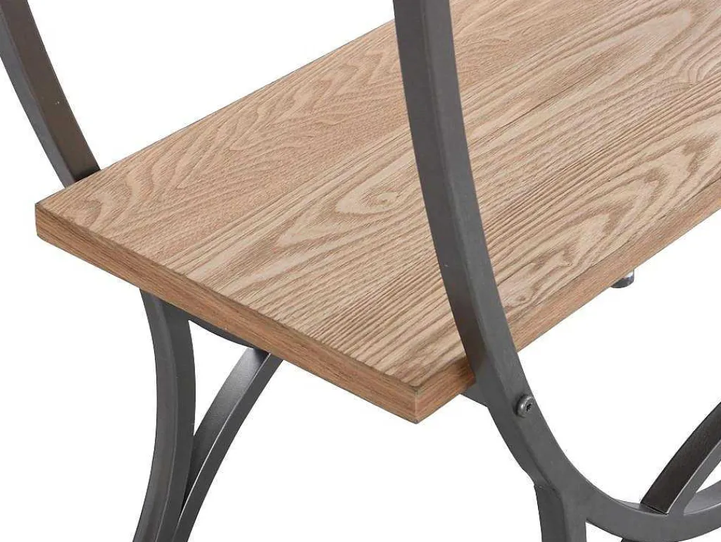 Rek Met 3 Legplanken In Mdf En Metaal - Houtlook En Zwart - Lolana-Vente-unique Hot
