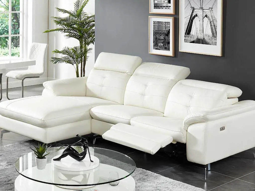 Relax Hoekbank Elektrisch Van Buffelleer Lismore - Wit - Hoek Links-Vente-unique Best