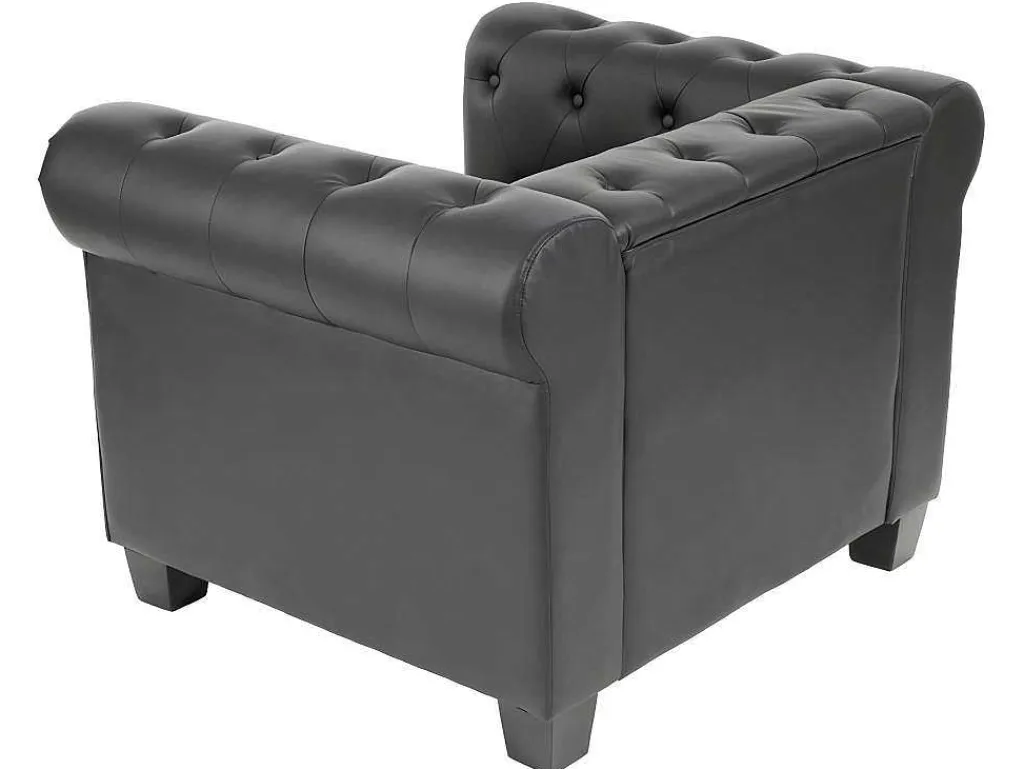 Relaxfauteuil Edinburgh Ronde Poten, Vierkante Voet, Zwart-Vente-unique Best
