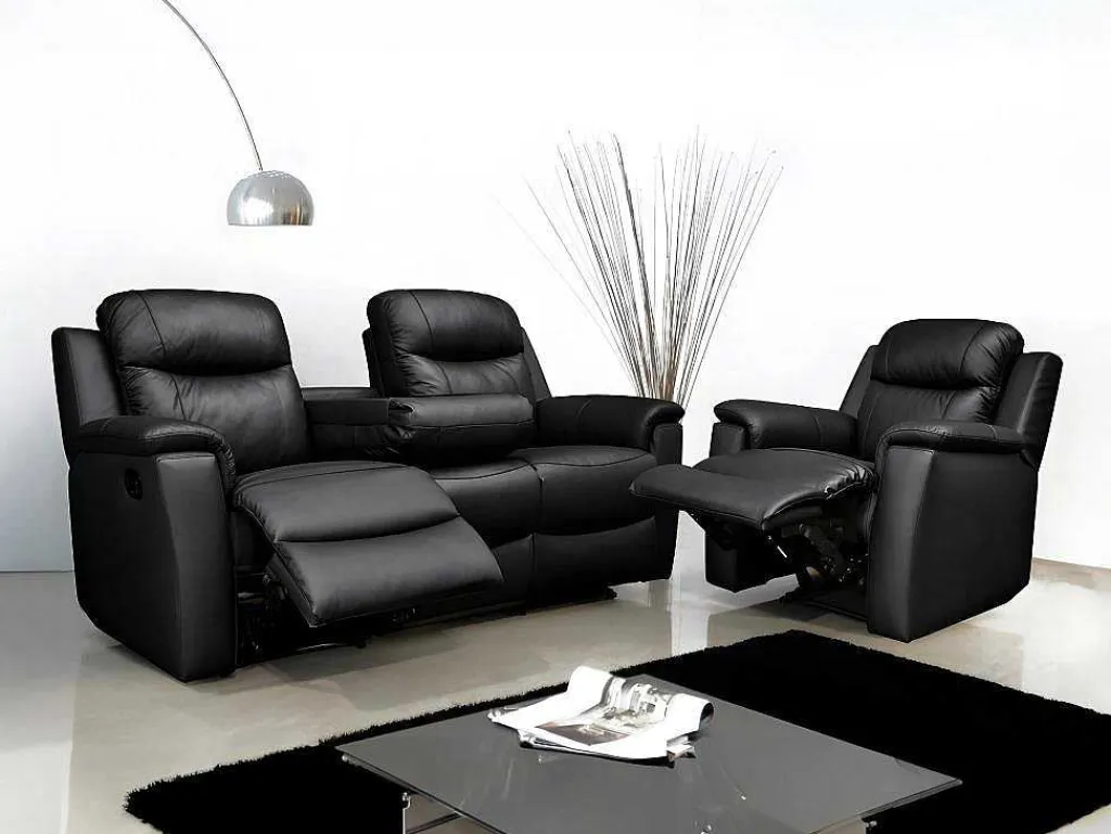 Relaxfauteuil Evasion Van Leer - Zwart-Vente-unique Discount
