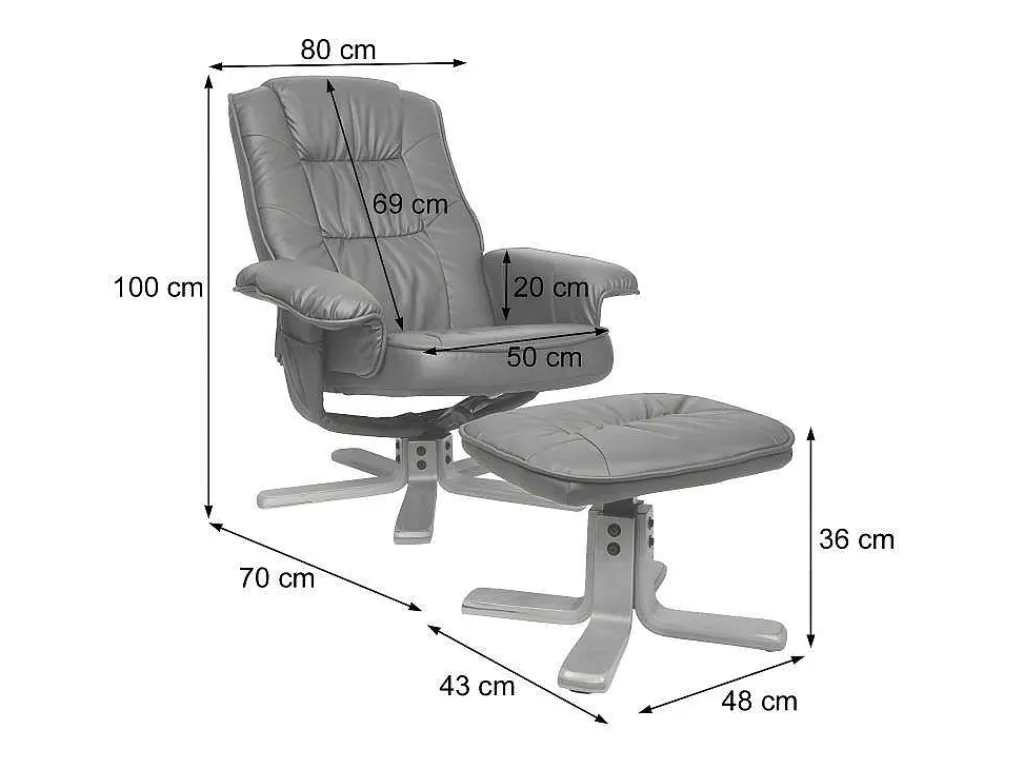 Relaxfauteuil H56 Met Kruk, Bordeaux-Vente-unique Sale