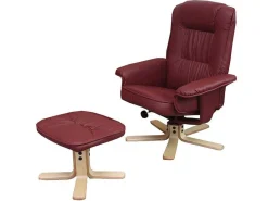 Relaxfauteuil H56 Met Kruk, Bordeaux-Vente-unique Sale