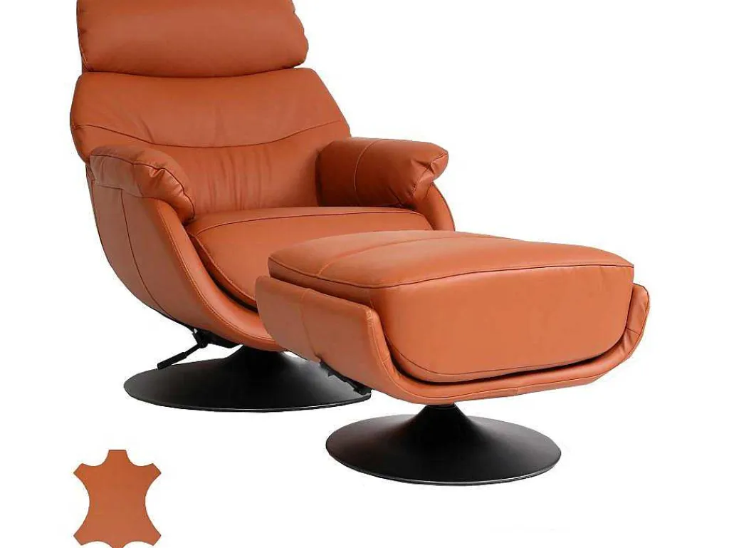 Relaxfauteuil Met Kruk Mcw-K99, Bruin-Vente-unique Clearance